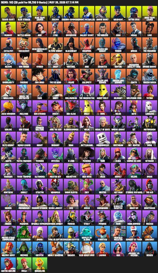 [PC/XBOX] | 163 skins | OG STW | Travis Scott | Omega | Blue Striker | Blue Team Leader | Trilogy | Carbon Commando | Point Patroller | Rogue Agent | Full Access