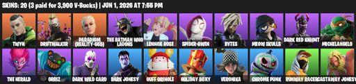 [PC/PSN/XBOX] | 20 skins | Reaper Axe | Twyn | Driftwalker | Paradigm (Reality-659) | The Batman Who Laughs | Lennox Rose | Spider-Gwen | Bytes | Full Access