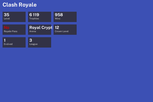 [KT12] | Level 35 | 6119 Trophies | Royal Crypt | 958 Wins | 1 Evol. | BS Lv.74 | Full Access