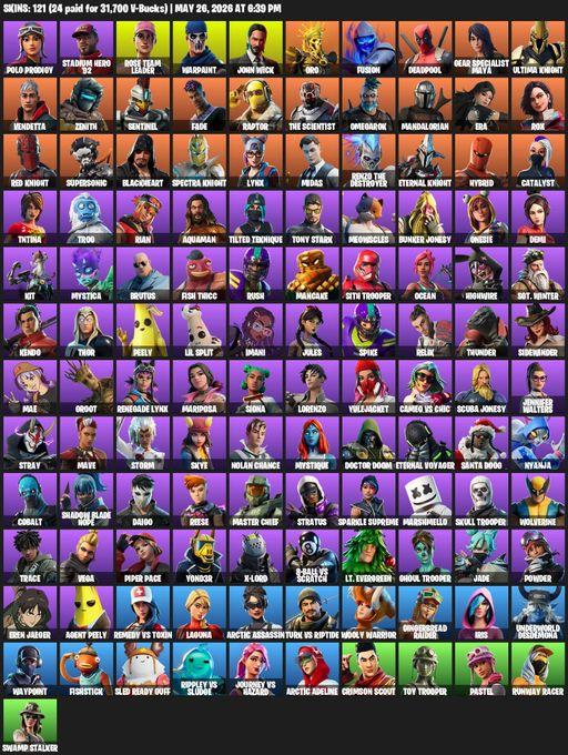 [PC/PSN] | 121 skins | OG STW | Polo Prodigy | Stadium Hero '92 | Rose Team Leader | Warpaint | John Wick | Oro | Fusion | Deadpool | Full Access