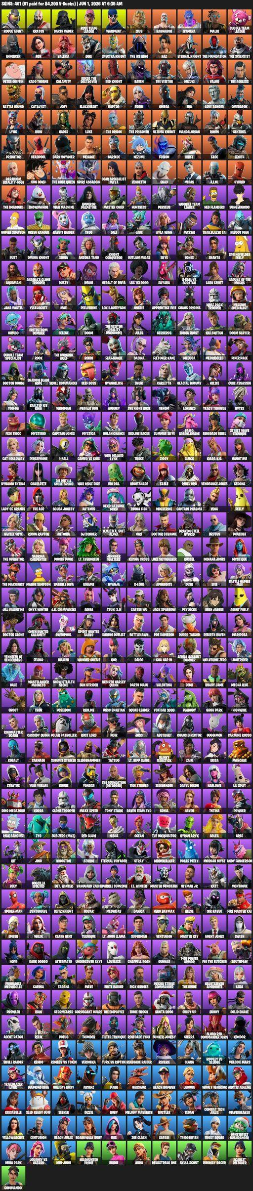 [PC/PSN] | 461 skins | Leviathan Axe | Take The L | OG STW | Renegade Raider | Omega | Lara Croft | Rogue Agent | Kratos | Darth Vader | Full Access