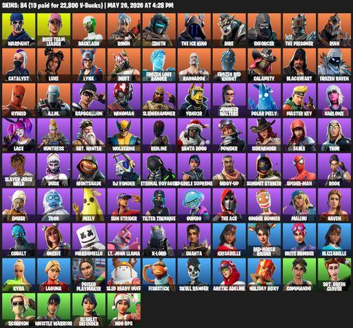 [PC/PSN/XBOX] | 84 skins | 1300 V-bucks | OG STW | Warpaint | Rose Team Leader | Backlash | Ronin | Zenith | The Ice King | Dire | Enforcer | Full Access