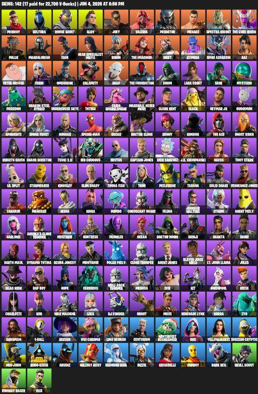 [PC] | 142 skins | Lara Croft | Prodigy | Sultura | Rogue Agent | Aloy | Joey | Valeria | Predator | Menace | Spectra Knight | The Cube Queen | Malik | Full Access