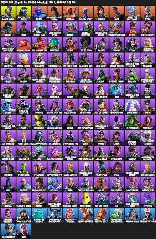 [PC/PSN] | 142 skins | Lara Croft | Rogue Agent | Huntmaster Saber | Fusion | Gear Specialist Maya | Deadpool | Galaxy Scout | Sorana | Fade | Full Access