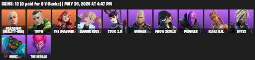 [PC/PSN/XBOX] | 12 skins | 1000 V-bucks | Paradigm (Reality-659) | Twyn | The Imagined | Lennox Rose | Tsuki 2.0 | Gunnar | Meow Skulls | Prowler | Full Access