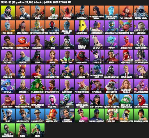 [PC/XBOX] | 83 skins | Lara Croft | Xander | Midas | Ronin | Backlash | Deadpool | Omegarok | Gear Specialist Maya | Frozen Love Ranger | The Imagined | Full Access
