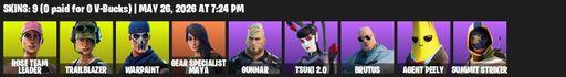 [PC/PSN/XBOX] | 9 skins | OG STW | Rose Team Leader | Trailblazer | Warpaint | Gear Specialist Maya | Gunnar | Tsuki 2.0 | Brutus | Agent Peely | Full Access