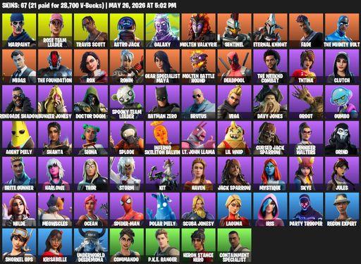 [PC/PSN/XBOX] | 67 skins | OG STW | Travis Scott | Galaxy | Warpaint | Rose Team Leader | Astro Jack | Molten Valkyrie | Sentinel | Eternal Knight | Full Access