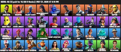 [PC/PSN] | 40 skins | John Wick | Deadpool | Galaxy Scout | Gear Specialist Maya | Fusion | Fade | Midas | Criterion | Eternal Knight | Raptor | Full Access