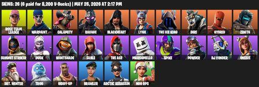 [PC/PSN/XBOX] | 26 skins | OG STW | Rose Team Leader | Warpaint | Calamity | Ravage | Blackheart | Lynx | The Ice King | Dire | Hybrid | Zenith | Full Access