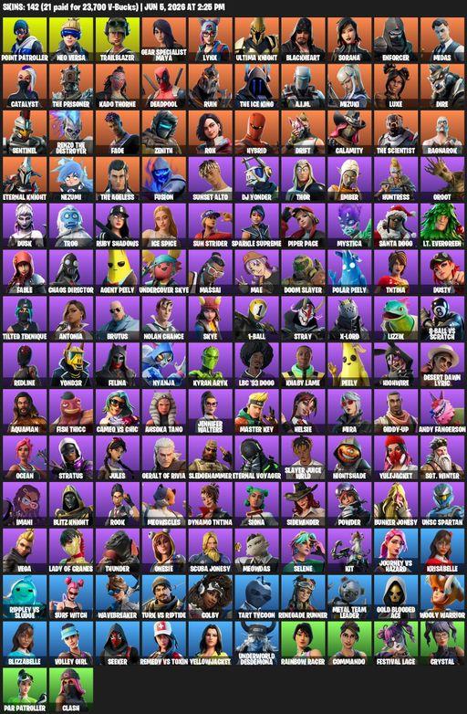 [PC/PSN/XBOX] | 142 skins | Point Patroller | Neo Versa | Trailblazer | Gear Specialist Maya | Lynx | Ultima Knight | Blackheart | Sorana | Enforcer | Full Access