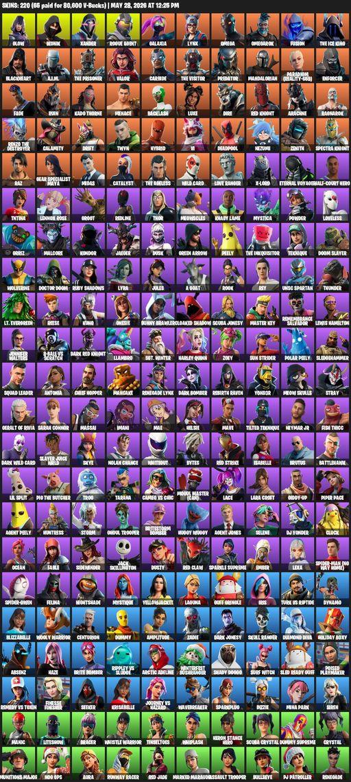 [PC/XBOX] | 220 skins | Merry Mint Axe | Leviathan Axe | IKONIK | Omega | Lara Croft | Glow | Xander | Rogue Agent | Galaxia | Lynx | Omegarok | Full Access