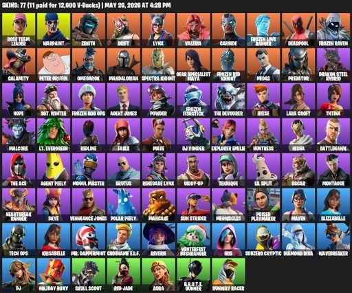[PC/XBOX] | 77 skins | 900 V-bucks | OG STW | Lara Croft | Rose Team Leader | Warpaint | Zenith | Drift | Lynx | Valeria | Carbide | Full Access
