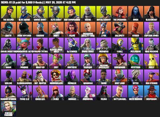 [PC/PSN] | 61 skins | Take The L | Royale Knight | The Reaper | Elite Agent | Blue Squire | Rogue Agent | Sub Commander | Havoc | The Imagined | Omen | Full Access