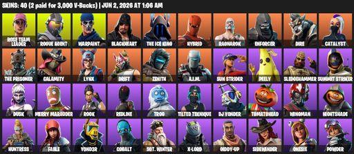 [PC/PSN/XBOX] | 40 skins | 700 V-bucks | OG STW | Reaper Axe | Rose Team Leader | Rogue Agent | Warpaint | Blackheart | The Ice King | Hybrid | Full Access