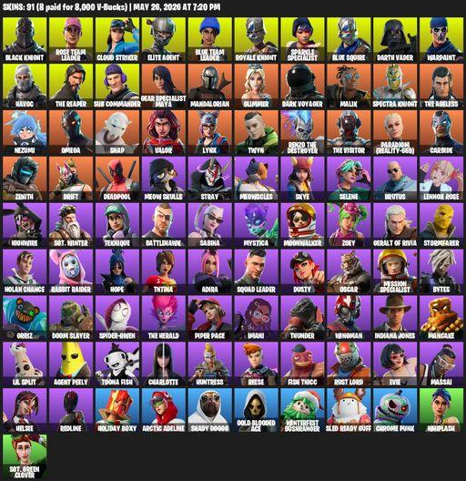 [PC] | 91 skins | Take The L | Floss | OG STW | Black Knight | Sparkle Specialist | Royale Knight | The Reaper | Elite Agent | Blue Squire | Omega | Full Access