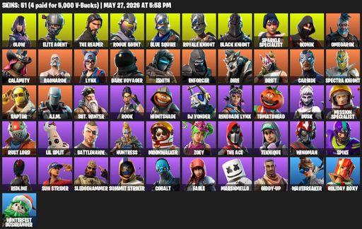 [PC/PSN/XBOX] | 51 skins | Floss | Take The L | Black Knight | IKONIK | Sparkle Specialist | Royale Knight | The Reaper | Elite Agent | Blue Squire | Full Access