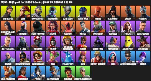 [PC/PSN/XBOX] | 46 skins | Take The L | The Reaper | Elite Agent | Omega | Cole | Rogue Agent | Breakpoint | Astro Jack | Hybrid | Blackheart | Full Access