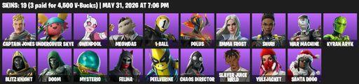[PC] | 19 skins | Captain Jones | Undercover Skye | Gwenpool | Meowdas | 1-Ball | Polus | Emma Frost | Shuri | War Machine | Kyran Aryk | Blitz Knight | Full Access