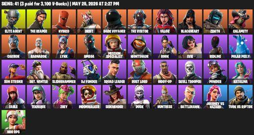 [PC/PSN] | 41 skins | Take The L | The Reaper | Elite Agent | Omega | Hybrid | Drift | Dark Voyager | The Visitor | Valor | Blackheart | Zenith | Full Access