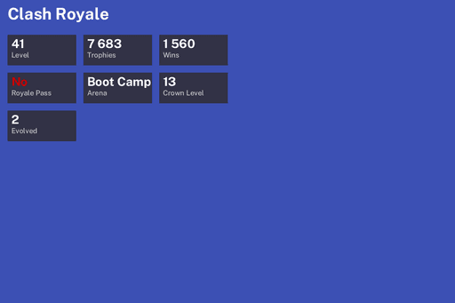 [KT13] | Level 41 | 7683 Trophies | Boot Camp | 1560 Wins | 2 Evol. | BS Lv.77 | CoC TH7 | Full Access