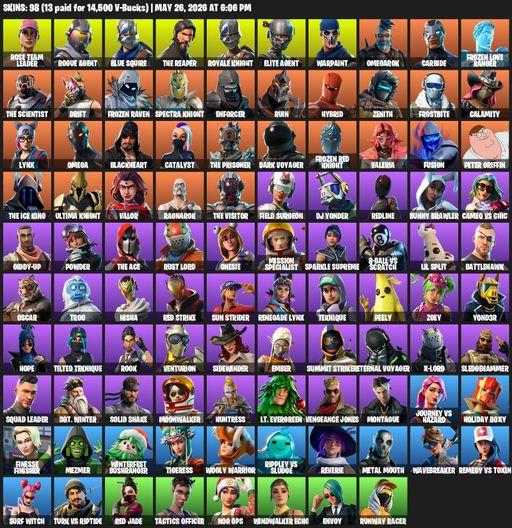 [PC/PSN/XBOX] | 98 skins | Take The L | OG STW | Royale Knight | The Reaper | Elite Agent | Blue Squire | Omega | Rose Team Leader | Rogue Agent | Full Access