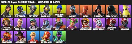 [PC/XBOX] | 25 skins | Take The L | The Reaper | Elite Agent | Blue Striker | Rogue Agent | Blue Team Leader | Carbide | Hybrid | Blackheart | Full Access