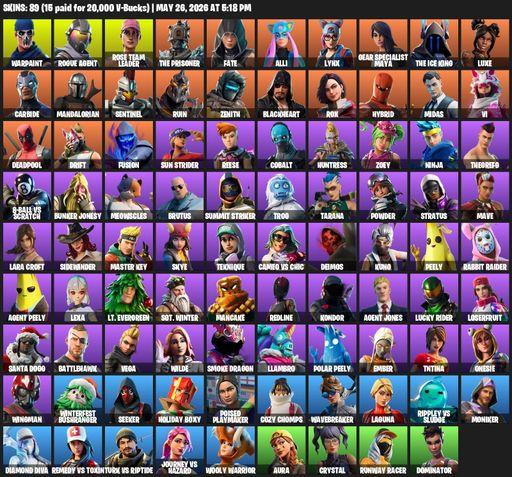 [PC/PSN] | 89 skins | OG STW | Lara Croft | Warpaint | Rogue Agent | Rose Team Leader | The Prisoner | Fate | Alli | Lynx | Gear Specialist Maya | Full Access