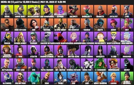 [PC/PSN/XBOX] | 60 skins | Take The L | Havoc | Rogue Agent | Psycho Bandit | Sub Commander | Kymera | Calamity | Singularity | Vendetta | Catalyst | Full Access