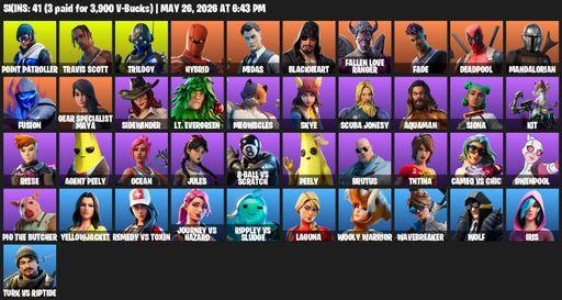 [PC/XBOX] | 41 skins | Travis Scott | Point Patroller | Trilogy | Hybrid | Midas | Blackheart | Fallen Love Ranger | Fade | Deadpool | Mandalorian | Full Access