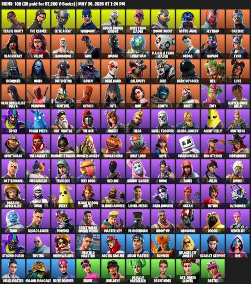 [PC/PSN] | 109 skins | Take The L | OG STW | Travis Scott | The Reaper | Elite Agent | Omega | Warpaint | Rogue Spider Knight | Rose Team Leader | Full Access