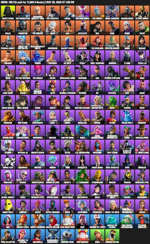 [PC/PSN/XBOX] | 158 skins | 650 V-bucks | Lara Croft | Darth Vader | The Foundation | Paradigm (Reality-659) | The Scientist | Midas | The Cube Queen | Full Access