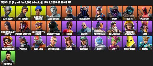 [PC/XBOX] | 31 skins | Take The L | The Reaper | Elite Agent | Blue Team Leader | Love Ranger | Carbide | The Ice King | Lynx | Raven | Zenith | Full Access
