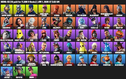 [PC/PSN/XBOX] | 53 skins | OG STW | Blue Squire | Rogue Agent | Warpaint | Rose Team Leader | Hybrid | Sentinel | The Ice King | Blackheart | Full Access
