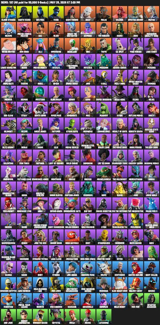 [PC/PSN/XBOX] | 197 skins | Lara Croft | Cloud Striker | Darth Vader | Sultura | Fixer | Kado Thorne | Snap | Malik | Valeria | Spectra Knight | Full Access