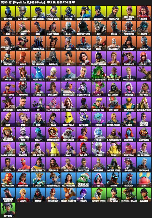 [PC/XBOX] | 131 skins | Take The L | OG STW | The Reaper | Elite Agent | Omega | Lara Croft | Sultura | Blue Striker | Rogue Agent | Trilogy | Full Access