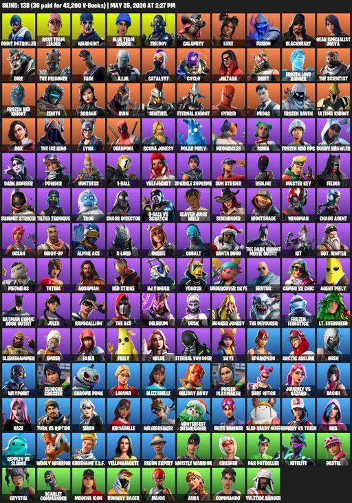 [PC/XBOX] | 138 skins | OG STW | Reaper Axe | Point Patroller | Rose Team Leader | Warpaint | Blue Team Leader | Trilogy | Calamity | Luxe | Fusion | Full Access