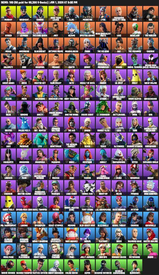 [PC] | 169 skins | OG STW | Lara Croft | Prodigy | Warpaint | Xander | Rose Team Leader | A.I.M. | Predator | Lynx | Paradigm (Reality-659) | Ruin | Full Access