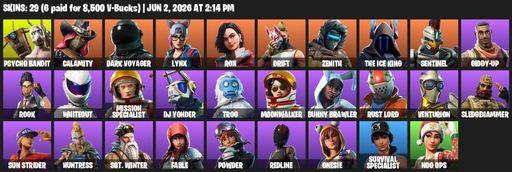 [PC/PSN/XBOX] | 29 skins | Take The L | Psycho Bandit | Calamity | Dark Voyager | Lynx | Rox | Drift | Zenith | The Ice King | Sentinel | Giddy-up | Full Access