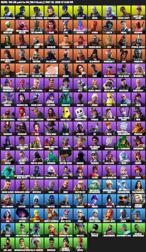 [PC/PSN/XBOX] | 166 skins | 650 V-bucks | OG STW | Travis Scott | Galaxy | Omega | Point Patroller | Fixer | Blue Striker | Sub Commander | Warpaint | Full Access