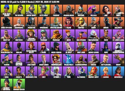 [PC/XBOX] | 62 skins | Take The L | The Reaper | Elite Agent | Omega | Lara Croft | Reaper Axe | Blue Team Leader | Rogue Agent | Carbide | Full Access