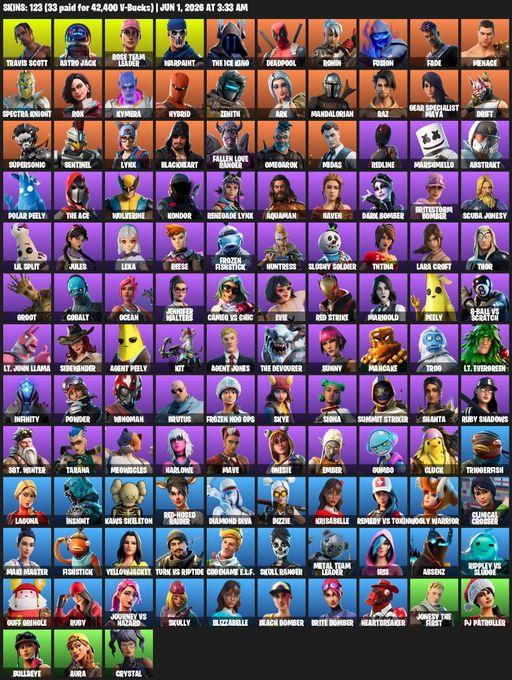 [PC/PSN] | 123 skins | OG STW | Travis Scott | Lara Croft | Astro Jack | Rose Team Leader | Warpaint | The Ice King | Deadpool | Ronin | Fusion | Fade | Full Access