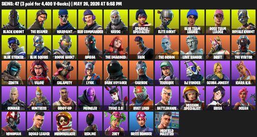 [PC/PSN/XBOX] | 47 skins | Floss | Take The L | OG STW | Black Knight | Sparkle Specialist | Royale Knight | The Reaper | Elite Agent | Blue Squire | Full Access