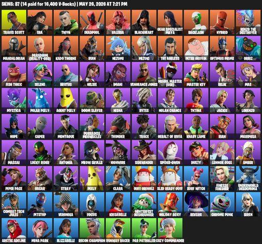 [PC/PSN/XBOX] | 87 skins | Travis Scott | Era | Twyn | Deadpool | Valeria | Blackheart | Gear Specialist Maya | Backlash | Hybrid | Full Access