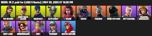 [PC/PSN] | 15 skins | 1260 V-bucks | Take The L | OG STW | The Reaper | Elite Agent | Rose Team Leader | Warpaint | Valor | Raven | Carbide | Full Access
