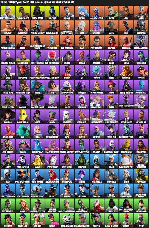 [PC/PSN/XBOX] | 150 skins | Leviathan Axe | Travis Scott | Lara Croft | Blizzard Bomber | Darth Vader | Sultura | Midas | Nezumi | Galaxy Scout | Twyn | Full Access