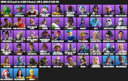 [PC/XBOX] | 53 skins | Ziggy | Synthwave | Lt. Winter | Street Wave Teknique | Trailblazer Tai | The Visitor (Reality Unknown) | Lightrider | Full Access