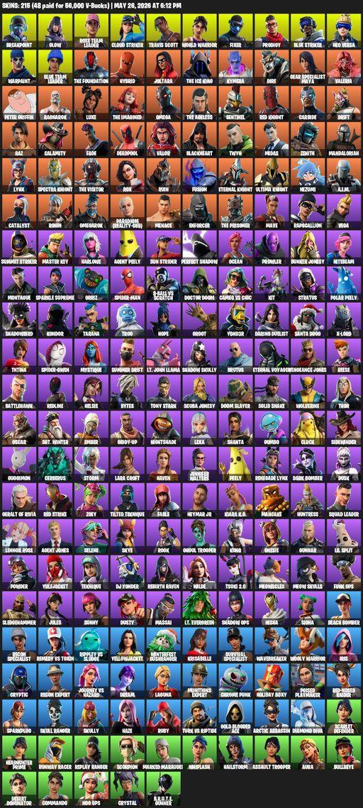 [PC/XBOX] | 215 skins | Leviathan Axe | OG STW | Travis Scott | Omega | Lara Croft | Breakpoint | Glow | Rose Team Leader | Cloud Striker | Full Access