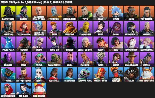 [PC/PSN] | 53 skins | 500 V-bucks | Darth Vader | Xander | Paradigm (Reality-659) | The Origin | Mandalorian | Twyn | Snap | Nezumi | Malik | Full Access