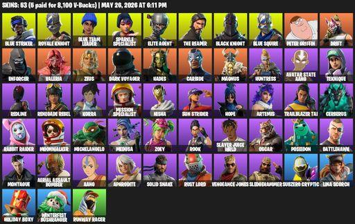 [PC/PSN/XBOX] | 53 skins | Floss | Take The L | Black Knight | Sparkle Specialist | Royale Knight | The Reaper | Elite Agent | Blue Squire | Full Access